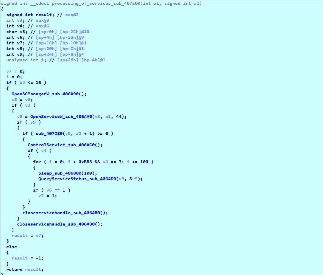 Function to kill the services