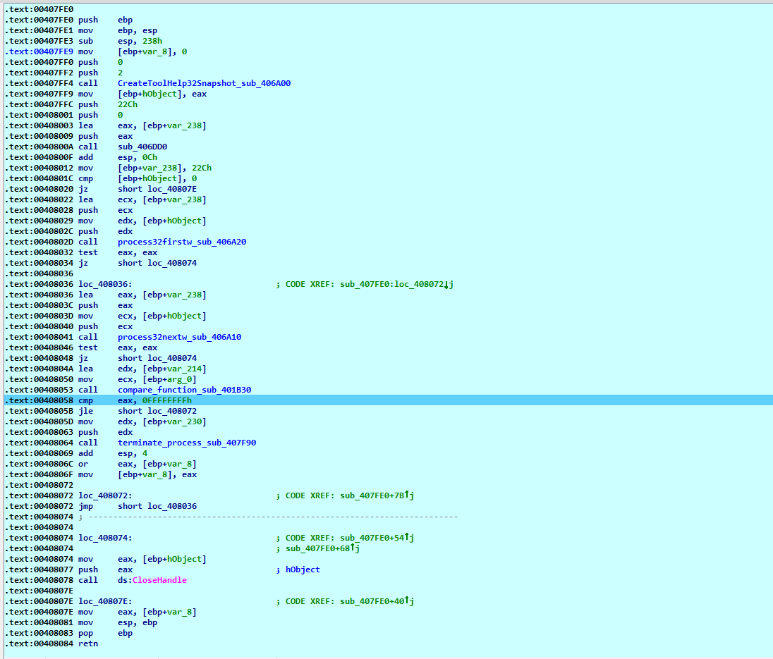 Function to kill predetermined list of processes