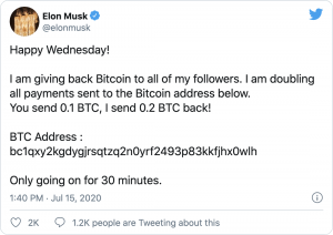 Fake Tweet by Hacker who hijacked Elon Musk's Twitter account 