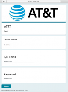 AT&T phishing page