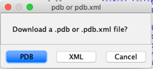 Select ‘PDB’ when prompted to choose between PDB and XML