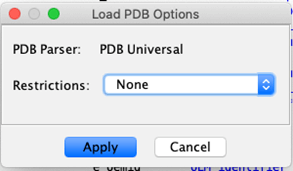 Confirm the PDB load options by clicking ‘Apply’