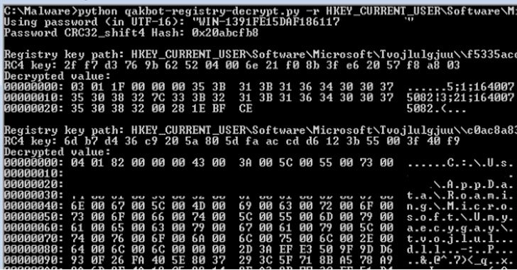 Researchers Decrypted Qakbot Banking Trojan's Encrypted Registry Keys