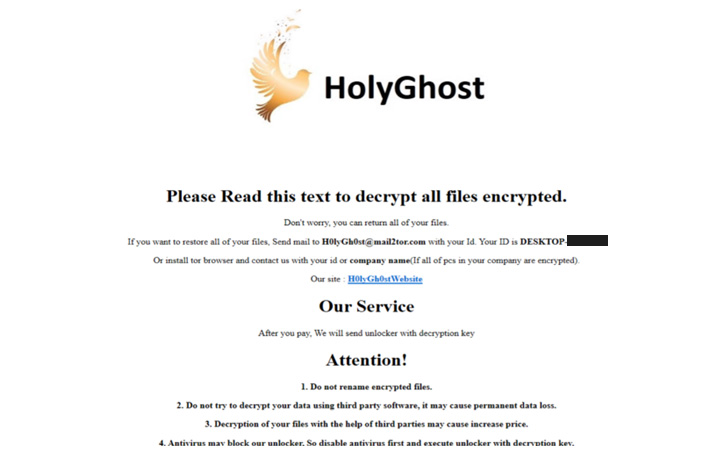 H0lyGh0st Ransomware H0lyGh0st Ransomware