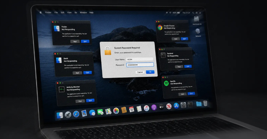 New ClickLock macOS Stealer Kills Apps Every 210ms Until Victims Type Their Password