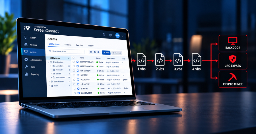 Rogue ScreenConnect Clients Spread Four-Stage VBScript Chain to Newly Connected Hosts
