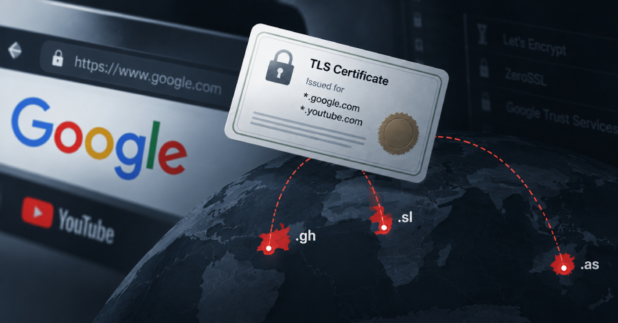 Attackers Hijack .gh, .sl, and .as Registries to Obtain Certificates for Google Domains